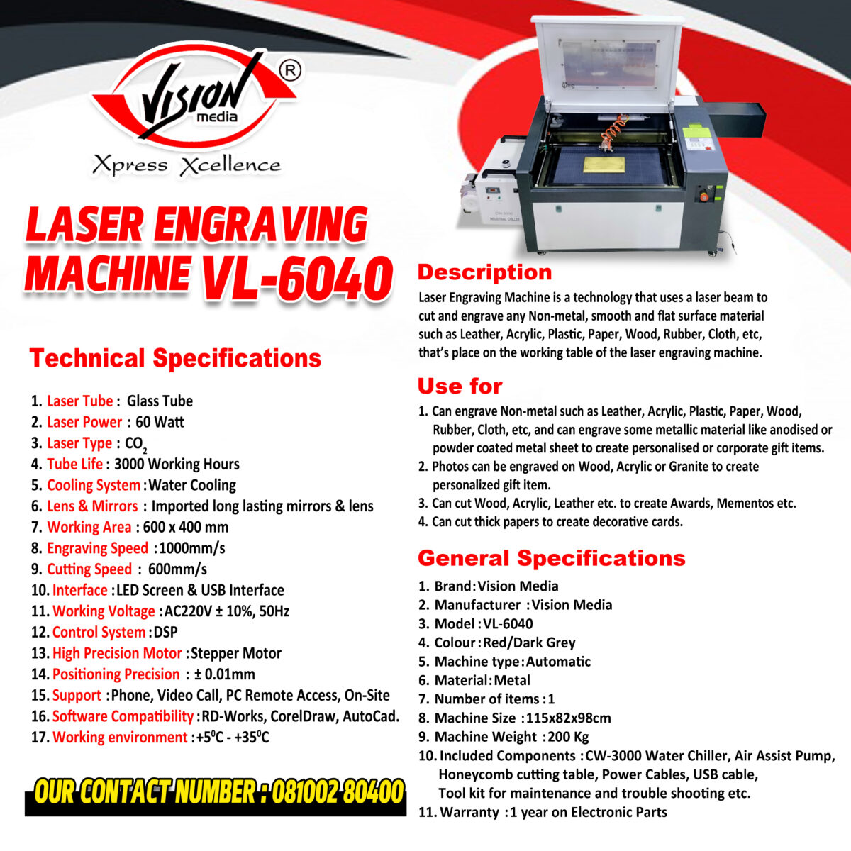 VL-6040 Laser Engraving & Cutting Machine