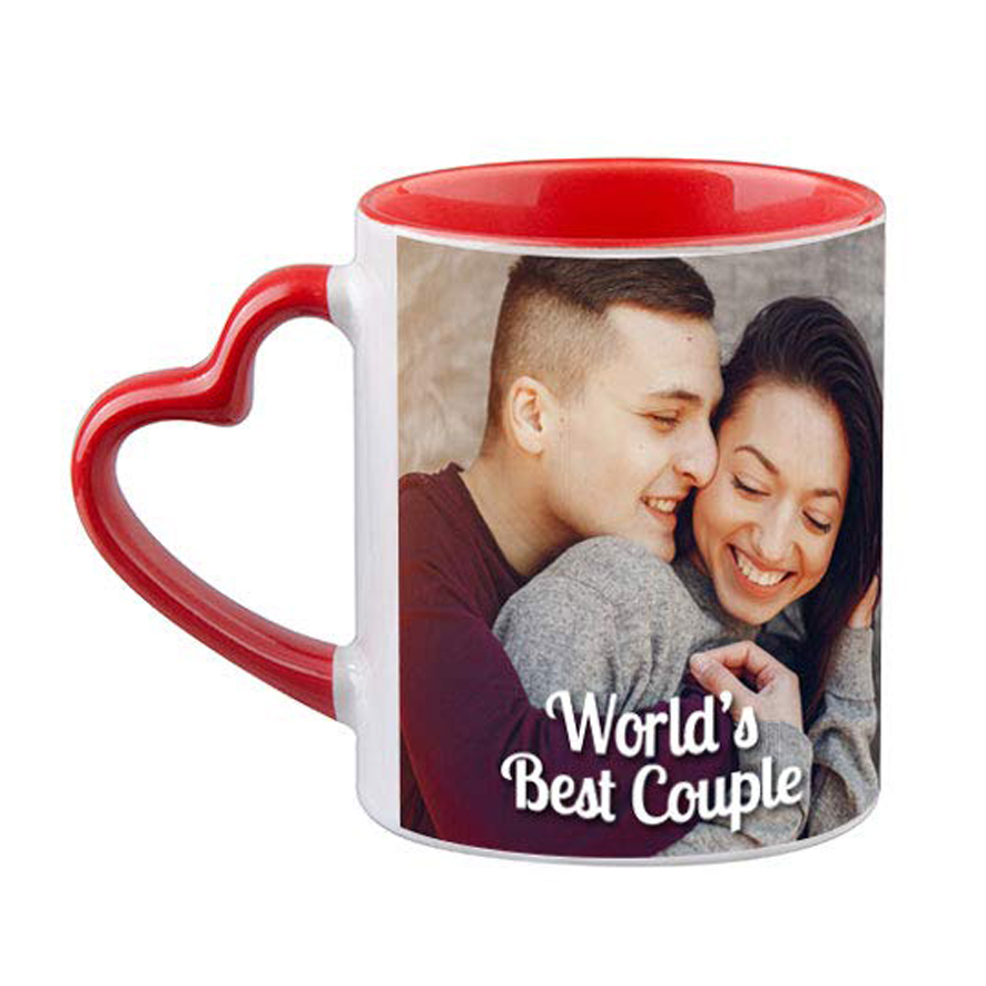 Red Heart Handle Mug