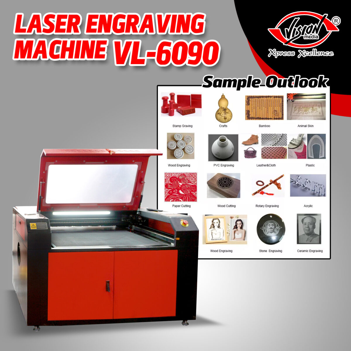 VL-6090 Laser Cutting & Engraving Machine